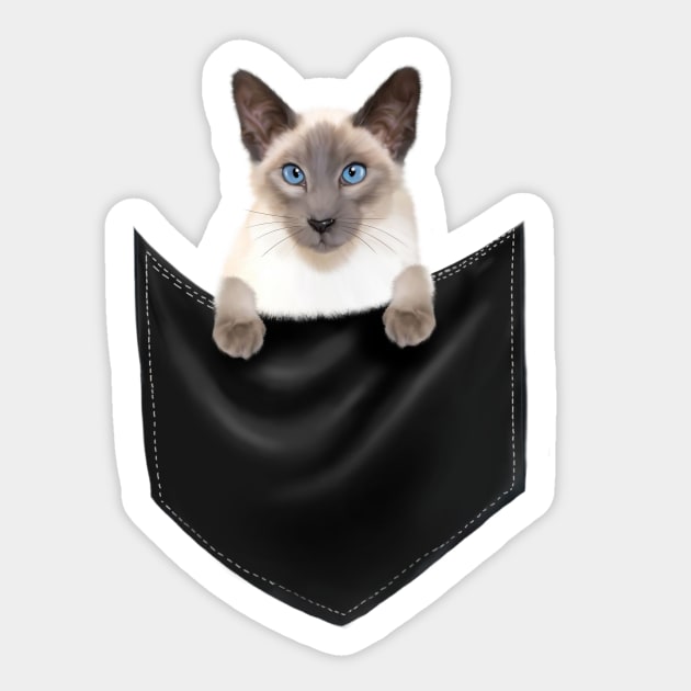 Siamese Cat inside Pocket, Cat Lover Sticker by logiamerch